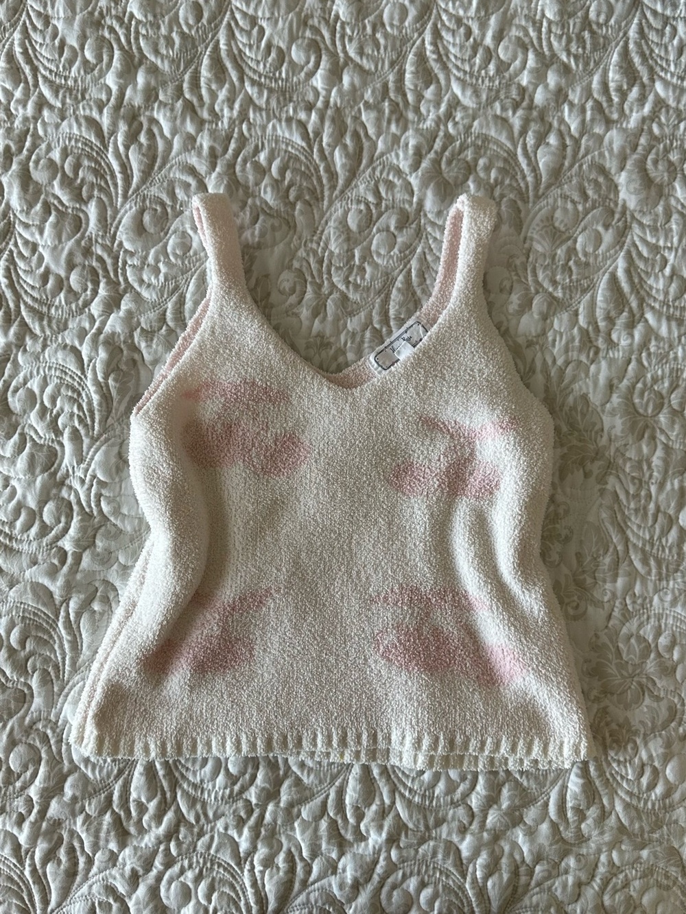 Hippie Rose Cream Knit Tank with Pink Accents